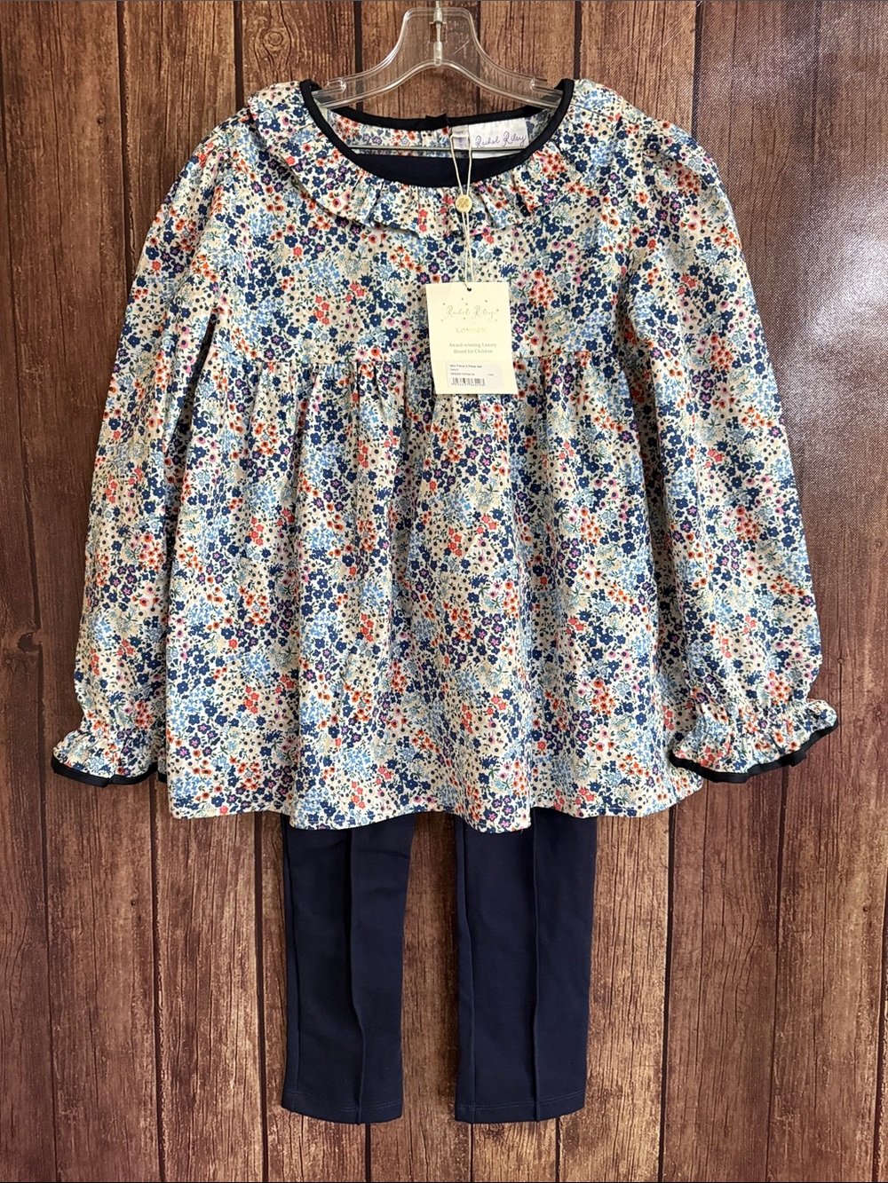 Rachel Riley Girls Floral Long-Sleeve Top and Leggings Matching Set